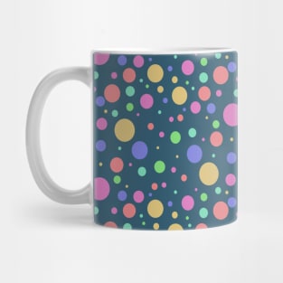 Rainbow Pastel Polka Dot on Blue Mug